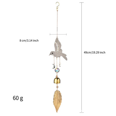 3D Diamond Hummingbird Leaf Sun Catcher Chime de vânt în aer liber Decorație pentru casă Minge de cristal Ornament House Garden Pandantiv Decor