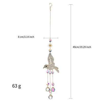 3D Diamond Hummingbird Leaf Sun Catcher Chime de vânt în aer liber Decorație pentru casă Minge de cristal Ornament House Garden Pandantiv Decor