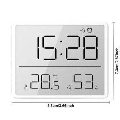 Decor de perete Ceas de perete ultra-subțire LCD Ecran mare Contor digital de temperatură și umiditate Ceas cu alarmă simplu Design magnetic Led