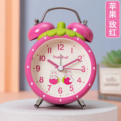 Strawberry Creative Big Bell Ceas deșteptător somnoros cu lumină de noapte pentru copii și studenți Ceas de noptieră simplu și silentios