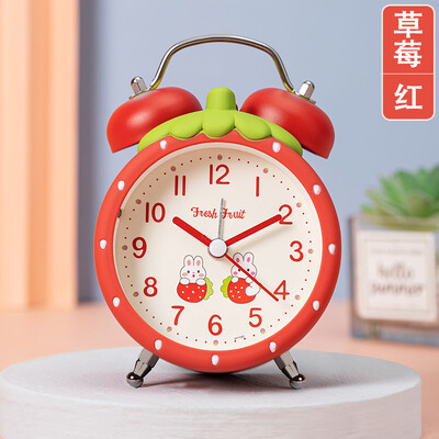 Strawberry Creative Big Bell Ceas deșteptător somnoros cu lumină de noapte pentru copii și studenți Ceas de noptieră simplu și silentios