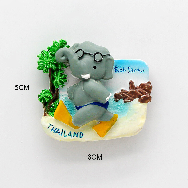 Frigider magnetic 3D Thailanda Pattaya elefant Pastă de supă de creveți suvenir Bangkok magneți de frigider Colecție de decorare a casei