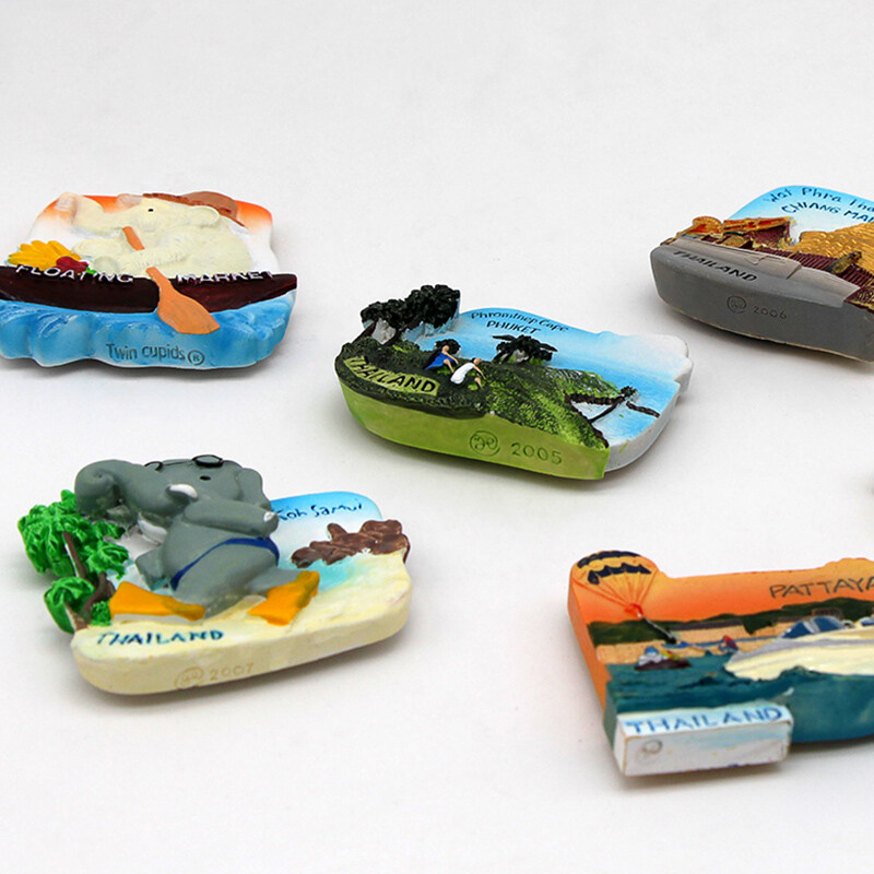 Frigider magnetic 3D Thailanda Pattaya elefant Pastă de supă de creveți suvenir Bangkok magneți de frigider Colecție de decorare a casei