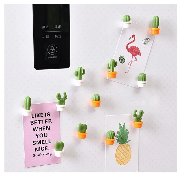 6 buc. Magneți de frigider Drăguț Mini Set de vaze cu plante suculente Magnet Button Cactus Frigider Message Sticker Magn