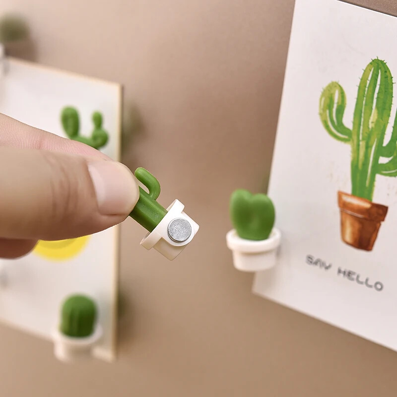 6 buc. Magneți de frigider Drăguț Mini Set de vaze cu plante suculente Magnet Button Cactus Frigider Message Sticker Magn
