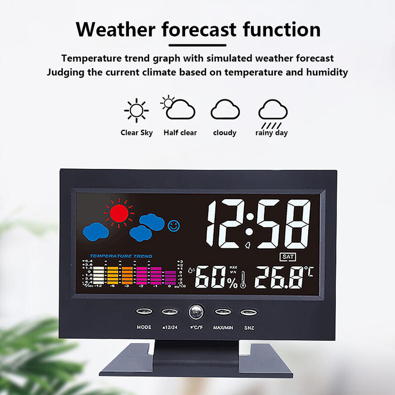 Termometru cu alarmă reîncărcabilă LED Contor de temperatură Ceas de sufragerie