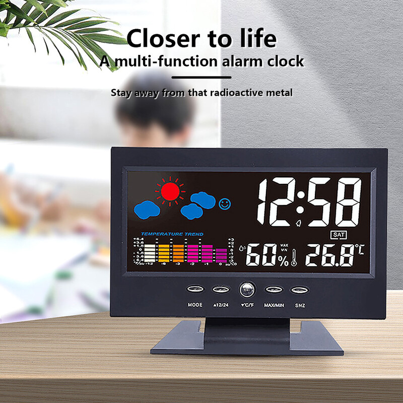 Termometru cu alarmă reîncărcabilă LED Contor de temperatură Ceas de sufragerie