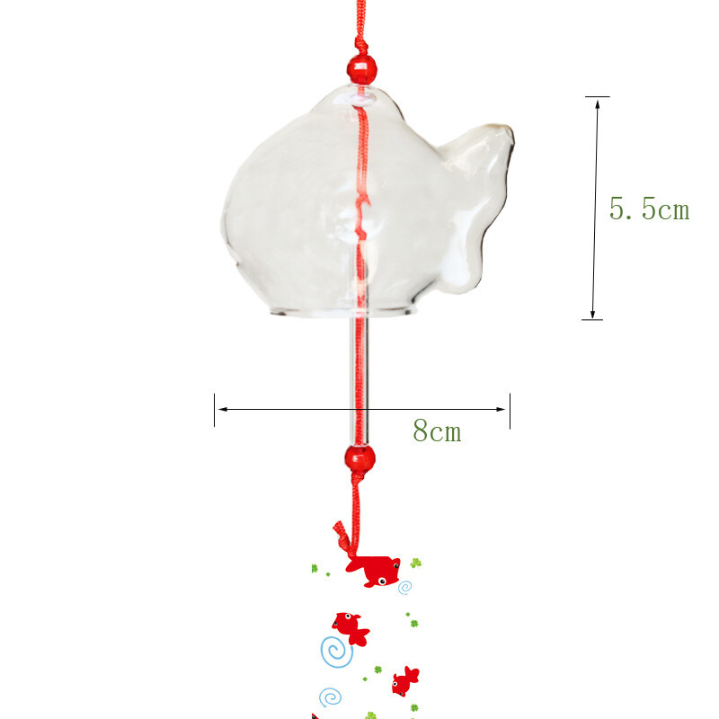 Pandantive de grădină cu iarbă verde Cadouri romantice Chime de vânt japonez pentru balcon Clopote de sticlă Decor pentru ușă Decorează decorațiuni cu pești auriu