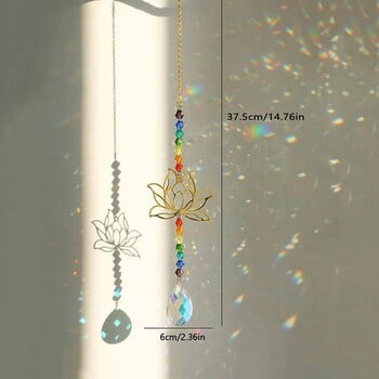 1 τεμ. Lotus Crystal Wind Chime Charms από μέταλλο και γυαλίΓια διακόσμηση σπιτιού φωτός Εξωτερικός κήπος Sun Catchers Crafts