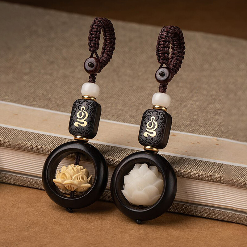 Nou budism, flori de lotus, breloc, accesorii, din lemn, Buddha, margele norocoase, breloc, pandantiv, geantă de mașină, breloc, cadou budist