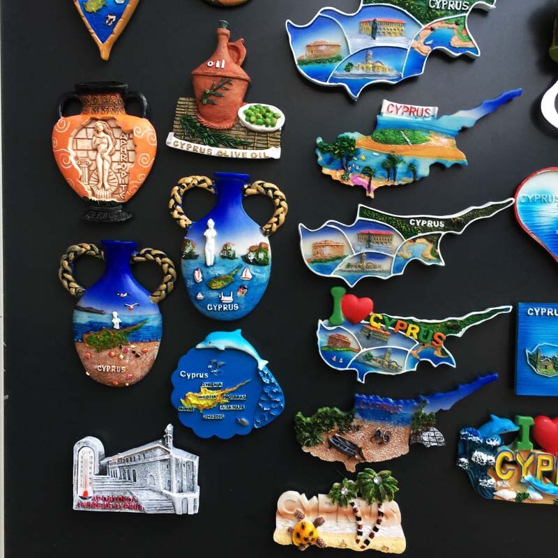 Magneți pentru frigider Wold Turistic Suvenir Harta Ciprului Suvenir de călătorie Autocolant magnetic pentru frigider 3D Rășină Magnetic pentru decorarea interioară