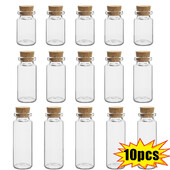 10 buc. Sticle pentru dorințe de bricolaj, mini sticle de sticlă cu plută, transparentă, sticlă goală pentru mesaj, accesorii pentru decorarea petrecerii de nuntă de Crăciun