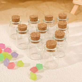 10 τμχ DIY Wishing Bottle Mini Glass Bottles with Cork Διάφανο μπουκάλι άδειο μήνυμα Αξεσουάρ διακόσμησης Χριστουγεννιάτικου γαμήλιου πάρτι