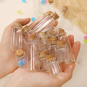 10 τμχ DIY Wishing Bottle Mini Glass Bottles with Cork Διάφανο μπουκάλι άδειο μήνυμα Αξεσουάρ διακόσμησης Χριστουγεννιάτικου γαμήλιου πάρτι