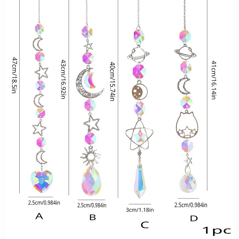 1 buc. Galaxy Stars Moon Crystal suspendat Sun Light Catcher pentru grădină în aer liber, acasă, dormitor, B & B, perete AB, decorare suspendată