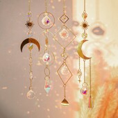 Cristal Suncatcher Luna Steaua Curcubeu Sun Catcher Pandantiv Wind Chime Pandantive Sun Catcher Pandantive Grădină în aer liber Curtea agățată Decor