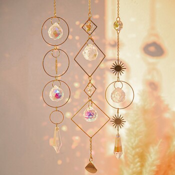 Κρυστάλλινο Suncatcher Moon Star Rainbow Sun Catcher Wind Chime μενταγιόν Suncatcher Μενταγιόν Κρεμαστό ντεκόρ για υπαίθρια αυλή κήπου