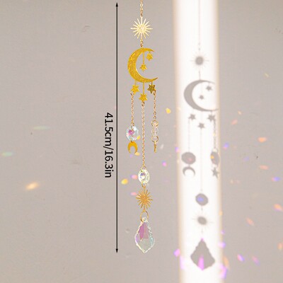 Cristal Suncatcher Luna Steaua Curcubeu Sun Catcher Pandantiv Wind Chime Pandantive Sun Catcher Pandantive Grădină în aer liber Curtea agățată Decor