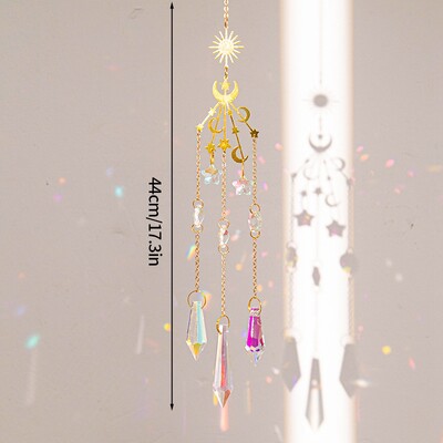 Cristal Suncatcher Luna Steaua Curcubeu Sun Catcher Pandantiv Wind Chime Pandantive Sun Catcher Pandantive Grădină în aer liber Curtea agățată Decor