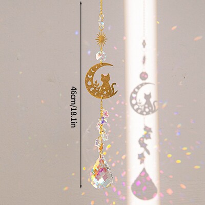 Cristal Suncatcher Luna Steaua Curcubeu Sun Catcher Pandantiv Wind Chime Pandantive Sun Catcher Pandantive Grădină în aer liber Curtea agățată Decor