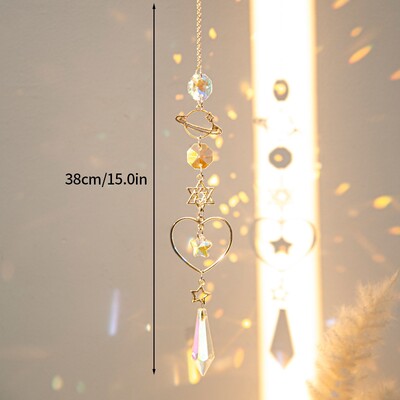 Cristal Suncatcher Luna Steaua Curcubeu Sun Catcher Pandantiv Wind Chime Pandantive Sun Catcher Pandantive Grădină în aer liber Curtea agățată Decor