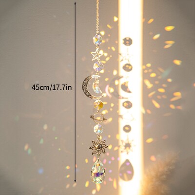 Cristal Suncatcher Luna Steaua Curcubeu Sun Catcher Pandantiv Wind Chime Pandantive Sun Catcher Pandantive Grădină în aer liber Curtea agățată Decor