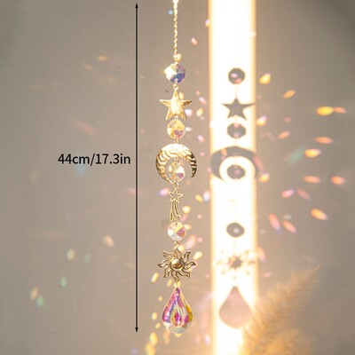 Cristal Suncatcher Luna Steaua Curcubeu Sun Catcher Pandantiv Wind Chime Pandantive Sun Catcher Pandantive Grădină în aer liber Curtea agățată Decor