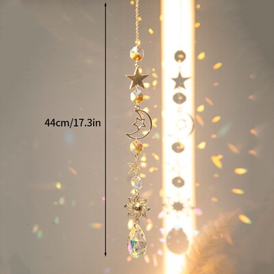 Cristal Suncatcher Luna Steaua Curcubeu Sun Catcher Pandantiv Wind Chime Pandantive Sun Catcher Pandantive Grădină în aer liber Curtea agățată Decor