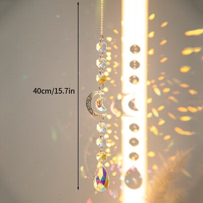 Cristal Suncatcher Luna Steaua Curcubeu Sun Catcher Pandantiv Wind Chime Pandantive Sun Catcher Pandantive Grădină în aer liber Curtea agățată Decor