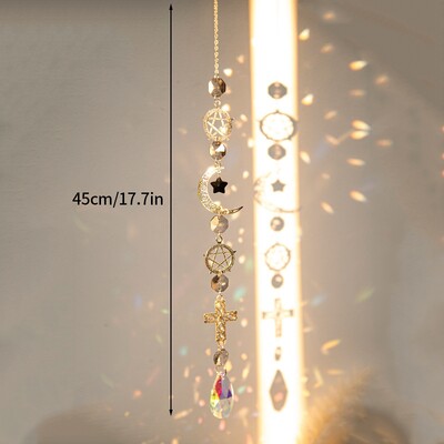 Cristal Suncatcher Luna Steaua Curcubeu Sun Catcher Pandantiv Wind Chime Pandantive Sun Catcher Pandantive Grădină în aer liber Curtea agățată Decor