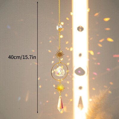 Cristal Suncatcher Luna Steaua Curcubeu Sun Catcher Pandantiv Wind Chime Pandantive Sun Catcher Pandantive Grădină în aer liber Curtea agățată Decor