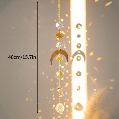 Cristal Suncatcher Luna Steaua Curcubeu Sun Catcher Pandantiv Wind Chime Pandantive Sun Catcher Pandantive Grădină în aer liber Curtea agățată Decor
