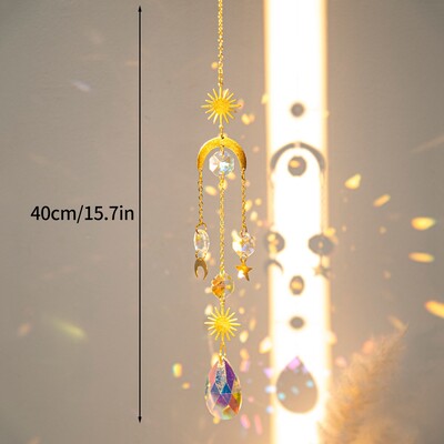 Cristal Suncatcher Luna Steaua Curcubeu Sun Catcher Pandantiv Wind Chime Pandantive Sun Catcher Pandantive Grădină în aer liber Curtea agățată Decor
