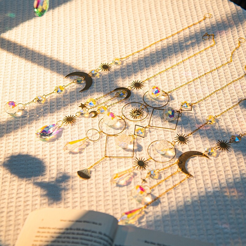 Cristal Suncatcher Luna Steaua Curcubeu Sun Catcher Pandantiv Wind Chime Pandantive Sun Catcher Pandantive Grădină în aer liber Curtea agățată Decor