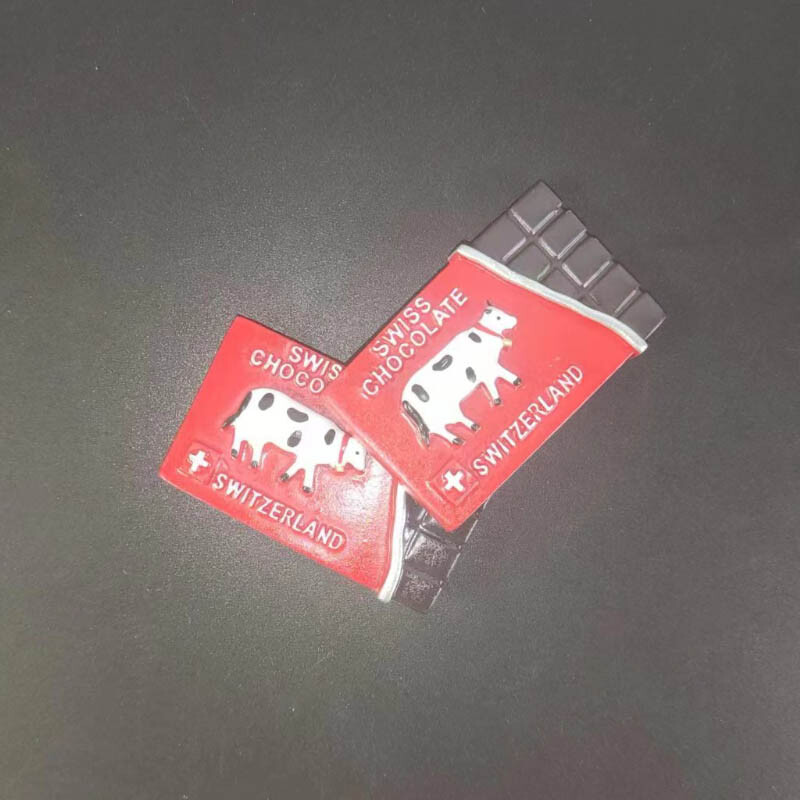 Simulare creativa Ciocolata cu lapte Magneti 3D pentru frigider, Suveniruri de calatorie, Autocolante magnetice pentru frigider, Vanzare calda Elvetia