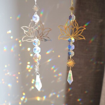 Crystal Diamond Moon Sun Catcher Butterfly Lotus Rainbow Χριστουγεννιάτικη Διακόσμηση Σπίτι Κήπος Διακόσμηση Wind Chime