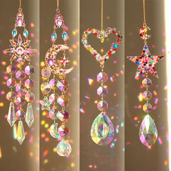 Crystal Diamond Moon Sun Catcher Butterfly Lotus Rainbow Χριστουγεννιάτικη Διακόσμηση Σπίτι Κήπος Διακόσμηση Wind Chime