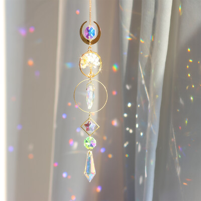 Cristal Diamond Moon Sun Catcher Fluture Lotus Curcubeu Decor de Crăciun Decor Grădină Casa Clopoței