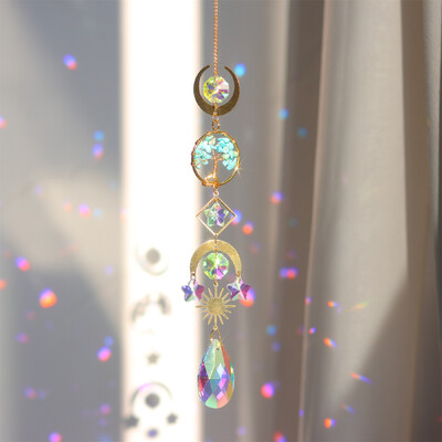 Cristal Diamond Moon Sun Catcher Fluture Lotus Curcubeu Decor de Crăciun Decor Grădină Casa Clopoței