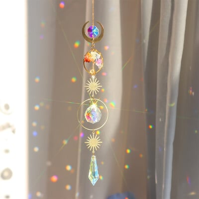 Cristal Diamond Moon Sun Catcher Fluture Lotus Curcubeu Decor de Crăciun Decor Grădină Casa Clopoței