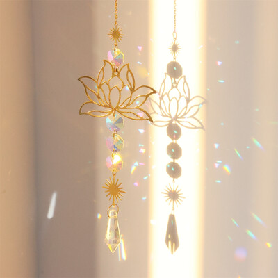 Cristal Diamond Moon Sun Catcher Fluture Lotus Curcubeu Decor de Crăciun Decor Grădină Casa Clopoței