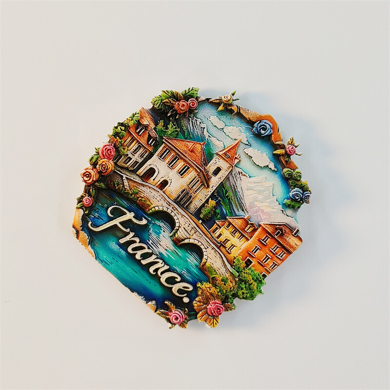 Franța, oraș, stereoscopic 3D, suveniruri turistice, pictură pe rășină, decor acasă, colecție, magneți de frigider