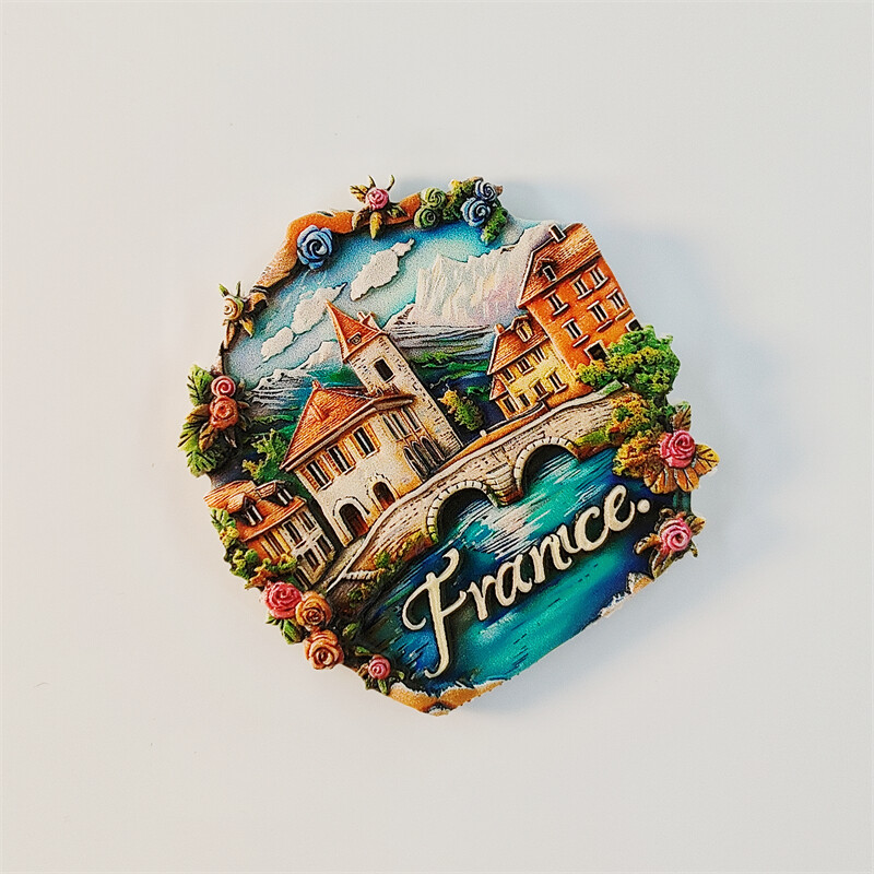 Franța, oraș, stereoscopic 3D, suveniruri turistice, pictură pe rășină, decor acasă, colecție, magneți de frigider