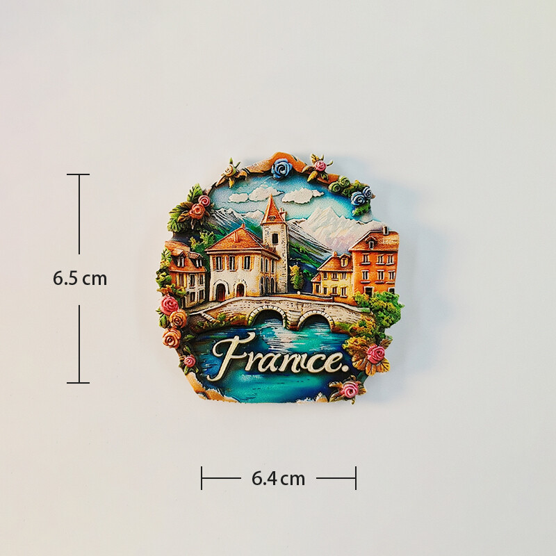 Franța, oraș, stereoscopic 3D, suveniruri turistice, pictură pe rășină, decor acasă, colecție, magneți de frigider