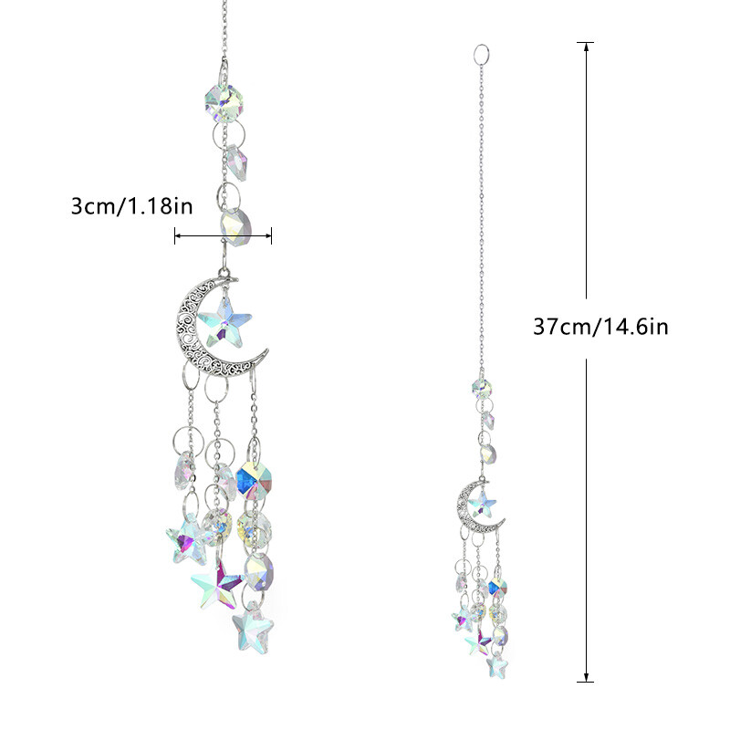 1 bucată, argint, aur, pentagramă, lună, fereastră, decorare pentru grădină, pandantiv de cristal, prind soare