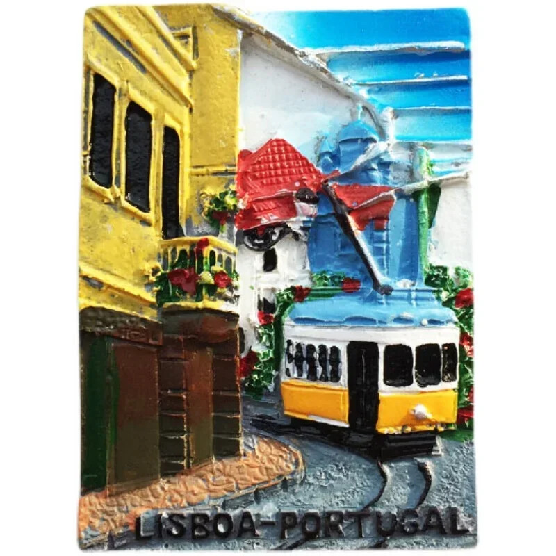 Magneți pentru frigider Portugalia Suvenir Lisabona Tramway Madeira Rășină Autocolante magnetice pentru frigider Suveniruri turistice Decorații pentru casă