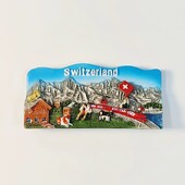 Swiss Girl Peak Suvenir turistic Creativ 3D Pictură de peisaj Tren mic Autocolant magnetic pentru frigider Cadou decorativ