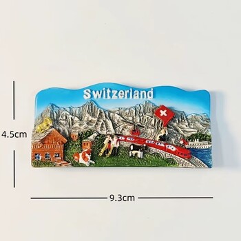 Swiss Girl Peak Tourist Souvenir Creative 3D Landscape Painting Small Train Magnetic Refrigerator Αυτοκόλλητο Διακοσμητικό δώρο