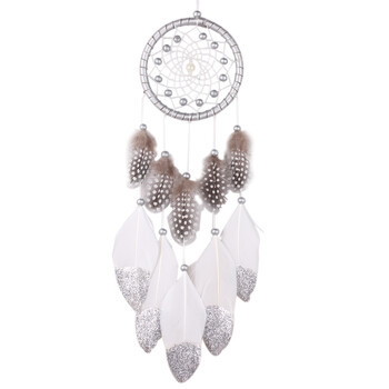 Χειροποίητη ασημένια χάντρα Dream Catcher Wind Chimes Κρεμαστό με πούπουλα Ονειροπαγίδα δημιουργική διακόσμηση αυτοκινήτου