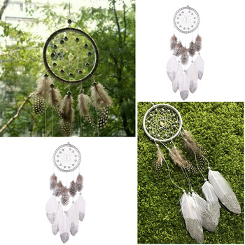 Χειροποίητη ασημένια χάντρα Dream Catcher Wind Chimes Κρεμαστό με πούπουλα Ονειροπαγίδα δημιουργική διακόσμηση αυτοκινήτου